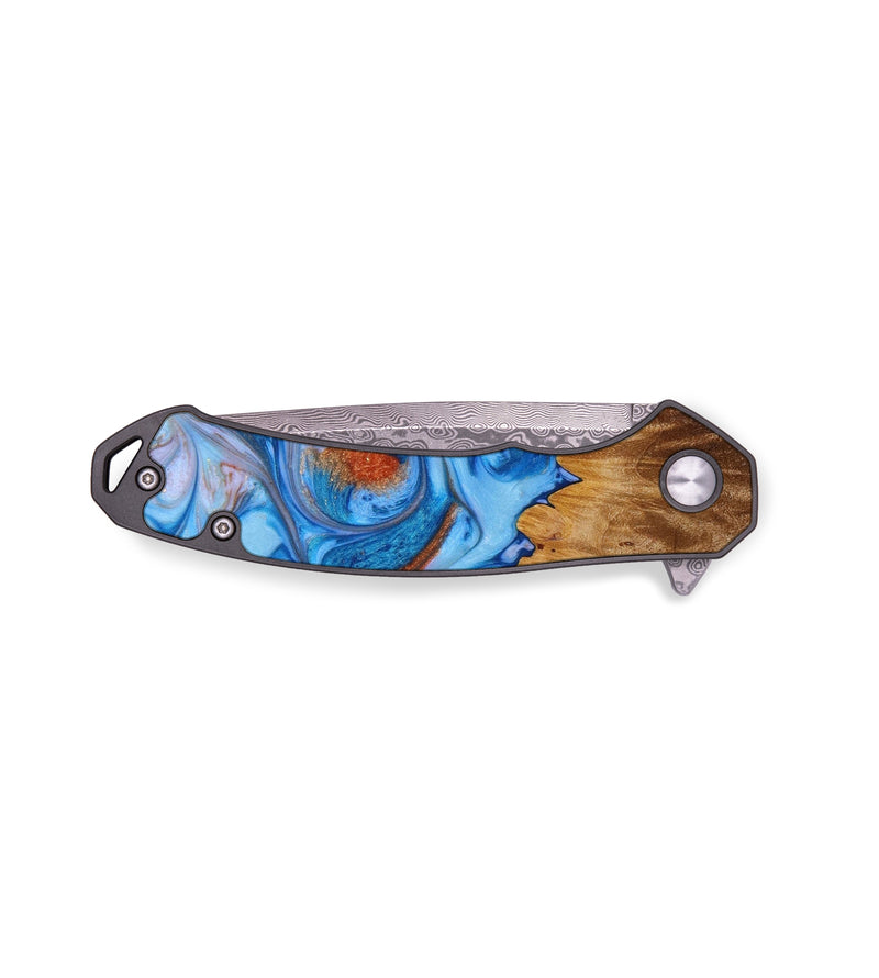 EDC Wood+Resin Pocket Knife - Nancy (Teal & Gold, 642795)