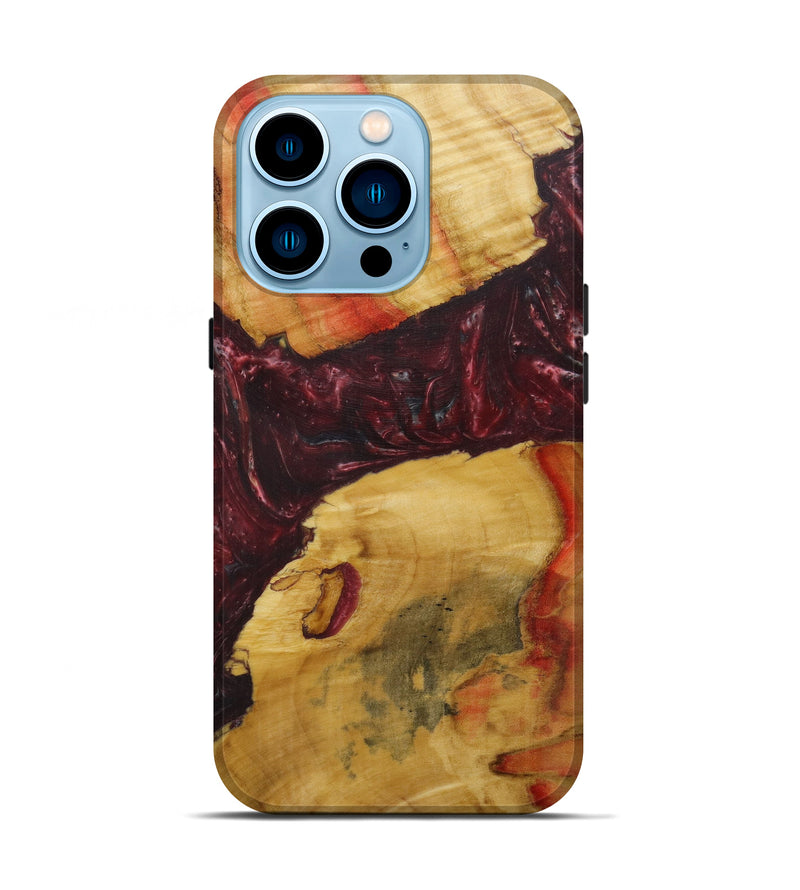iPhone 14 Pro Wood+Resin Live Edge Phone Case - Ofella (Dark Red, 588750)