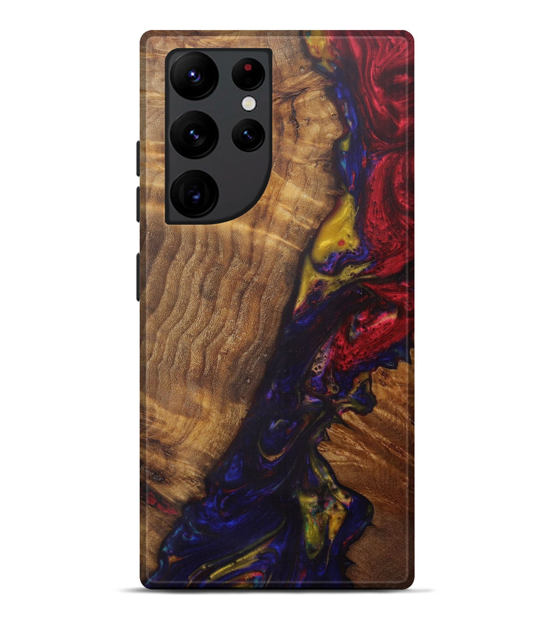 Galaxy S22 Ultra Wood+Resin Live Edge Phone Case - Cuthbert (Dark Red, 586288)