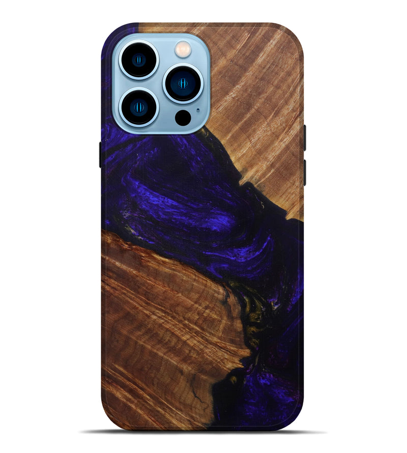 iPhone 14 Pro Max Wood+Resin Live Edge Phone Case - Heath (Dark Blue, 585584)