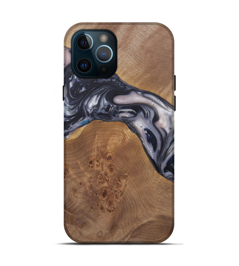 iPhone 12 Pro Wood+Resin Live Edge Phone Case - Teiichi (Black & White, 581212)