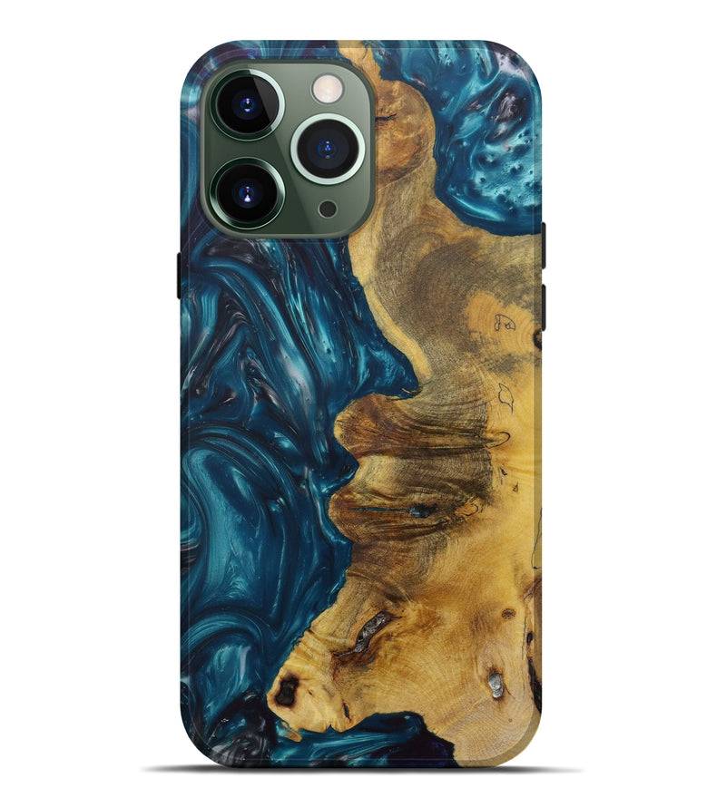 iPhone 13 Pro Max Wood+Resin Live Edge Phone Case - Dawson (Green, 641752)