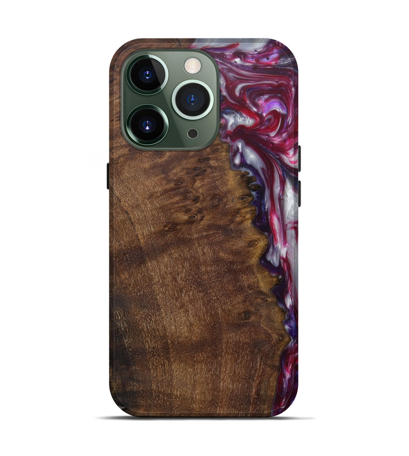 iPhone 13 Pro Wood+Resin Live Edge Phone Case - Lavinia (Dark Red, 585597)