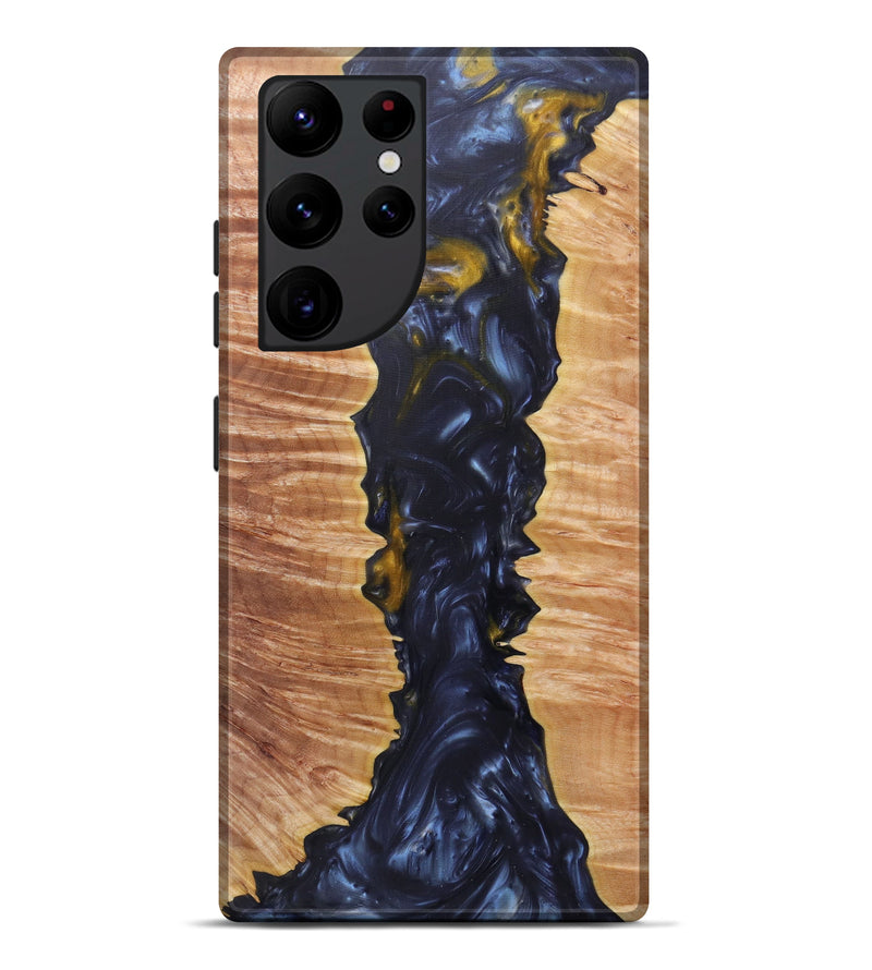 Galaxy S22 Ultra Wood+Resin Live Edge Phone Case - France (Dark Blue, 589821)