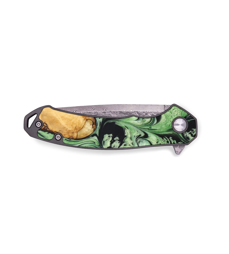 EDC Wood+Resin Pocket Knife - Kristopher (Green, 641252)