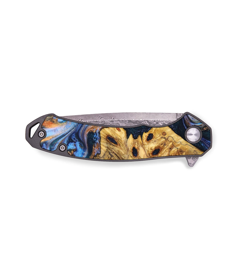 EDC Wood+Resin Pocket Knife - Thea (Teal & Gold, 636351)