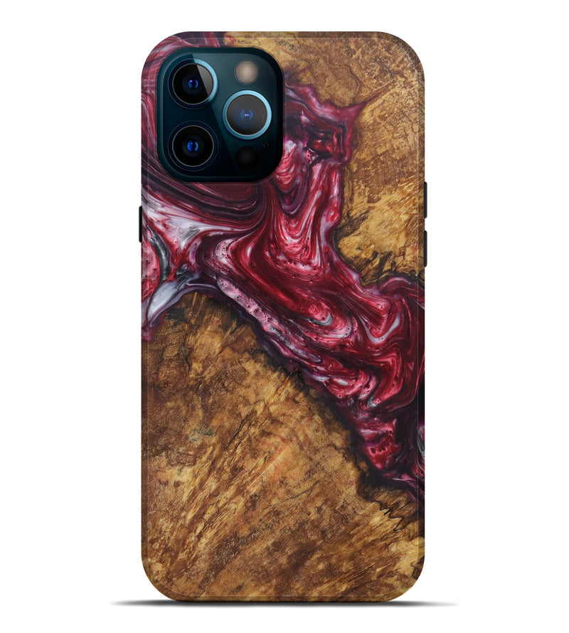iPhone 12 Pro Max Wood+Resin Live Edge Phone Case - Rosamond (Dark Red, 579176)