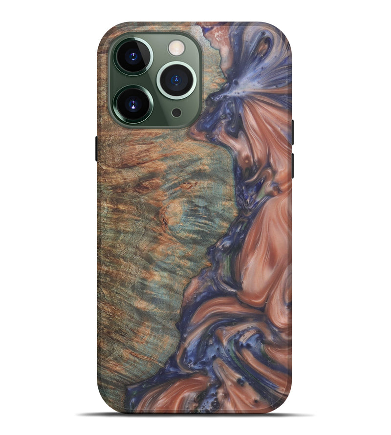 iPhone 13 Pro Max Wood+Resin Live Edge Phone Case - Tommie (Light Blue, 577494)