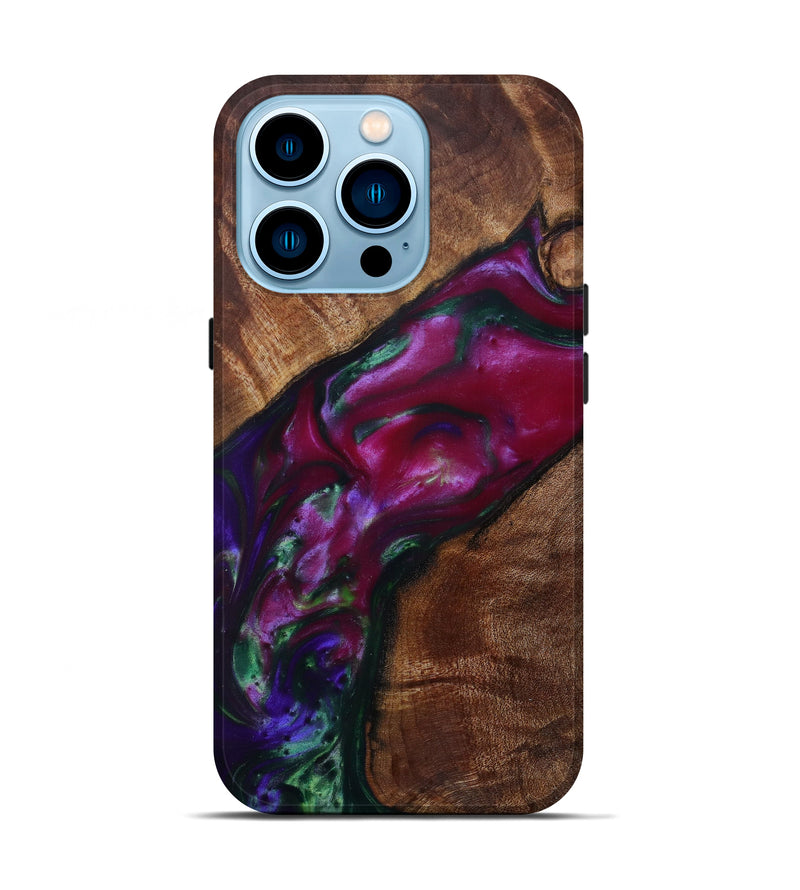 iPhone 14 Pro Wood+Resin Live Edge Phone Case - Clotilda (Purple, 585197)