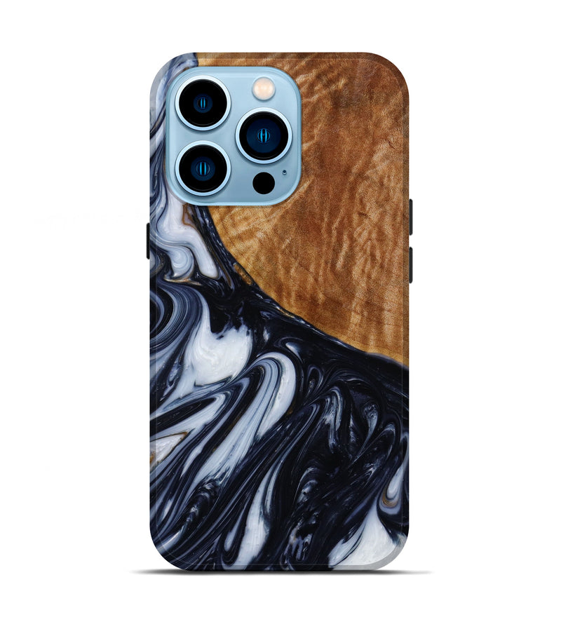 iPhone 14 Pro Wood+Resin Live Edge Phone Case - Connie (Black & White, 642861)