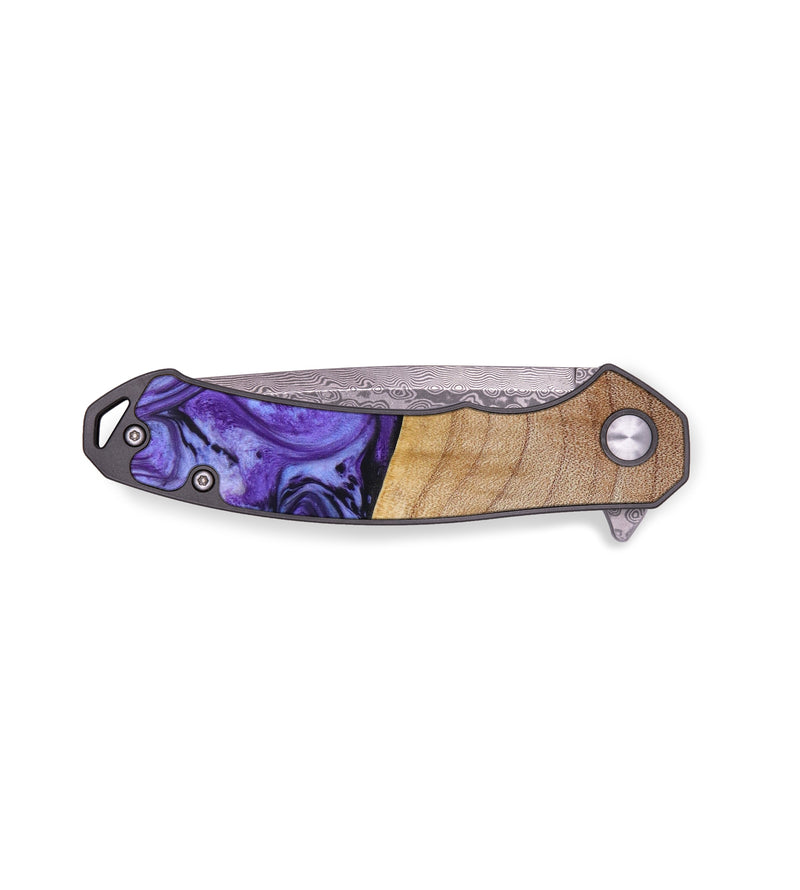 EDC Wood+Resin Pocket Knife - Ginger (Purple, 642803)