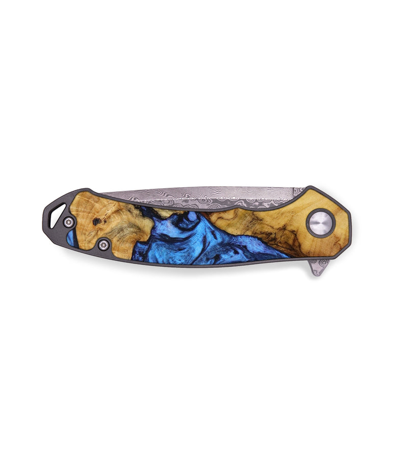 EDC Wood+Resin Pocket Knife - Faith (Blue, 643172)