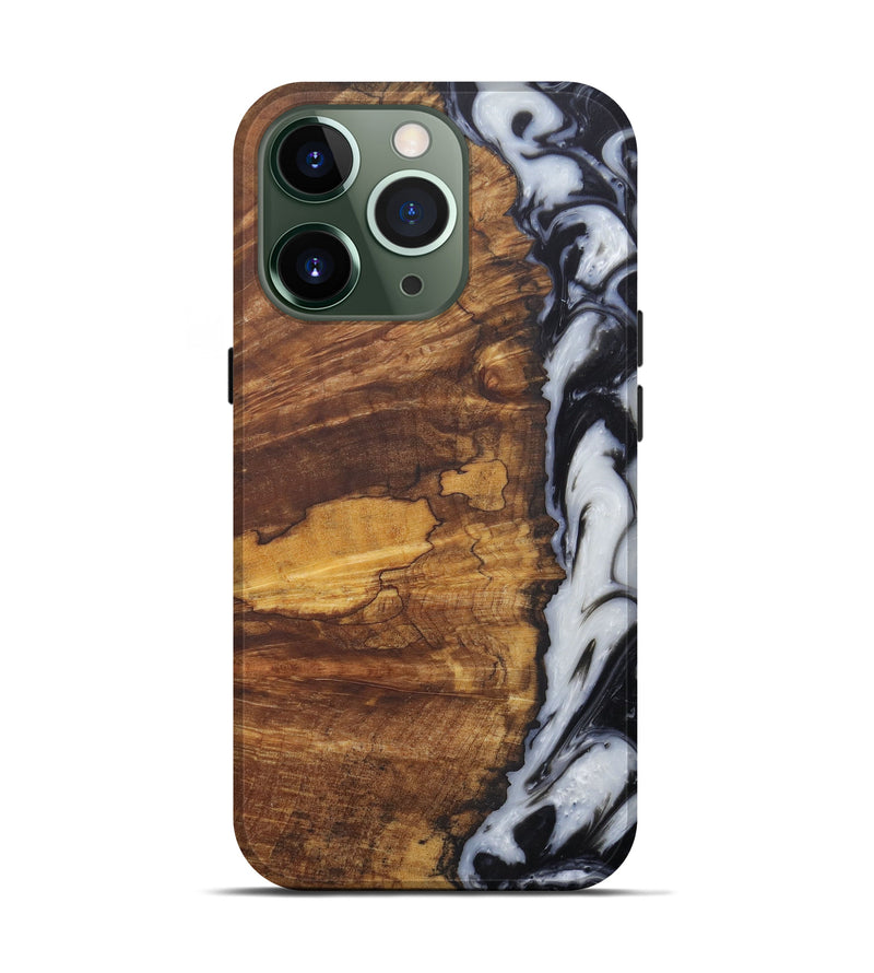 iPhone 13 Pro Wood+Resin Live Edge Phone Case - Clare (Black & White, 581221)