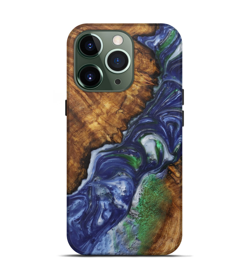 iPhone 13 Pro Wood+Resin Live Edge Phone Case - Naren (Light Blue, 582874)