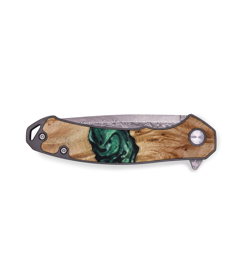 EDC Wood+Resin Pocket Knife - Nadia (Green, 641885)