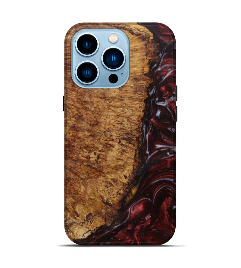 iPhone 14 Pro Wood+Resin Live Edge Phone Case - Tate (Dark Red, 585169)