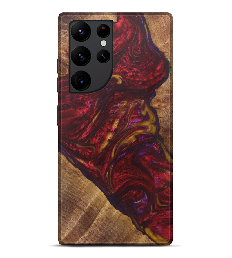 Galaxy S22 Ultra Wood+Resin Live Edge Phone Case - Kris (Dark Red, 579173)