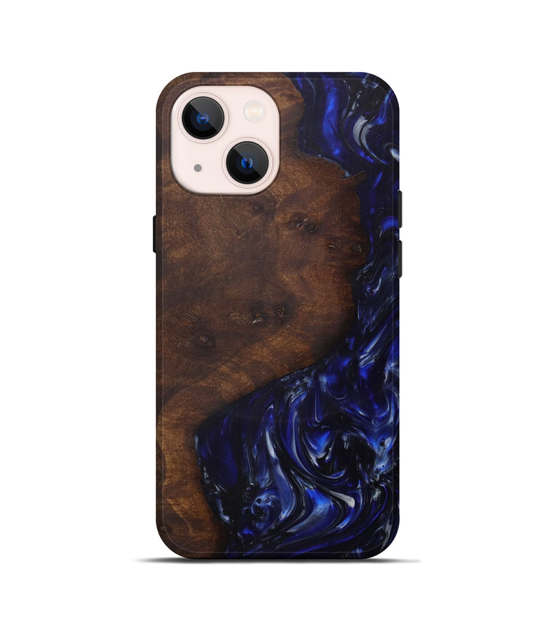 iPhone 13 mini Wood+Resin Live Edge Phone Case - Katerine (Dark Blue, 571513)