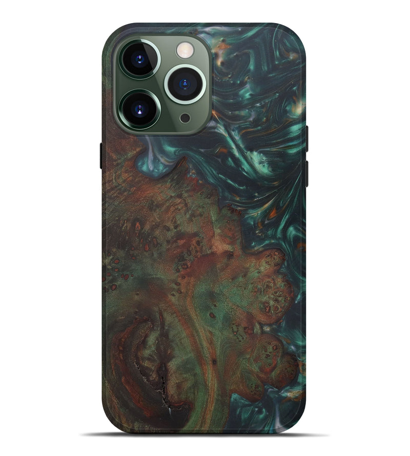 iPhone 13 Pro Max Wood+Resin Live Edge Phone Case - Millard (Dark Green, 577502)