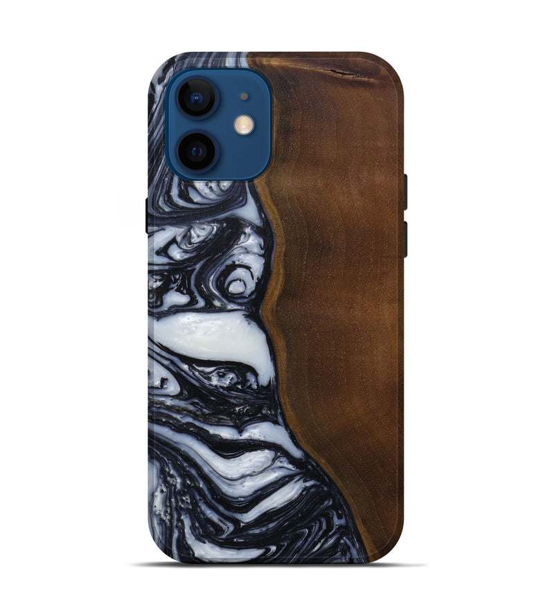 iPhone 12 Wood+Resin Live Edge Phone Case - Octavia (Black & White, 589840)