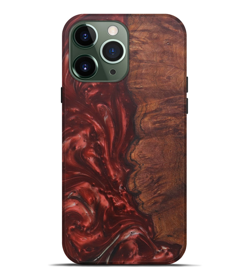 iPhone 13 Pro Max Wood+Resin Live Edge Phone Case - Lois (Dark Red, 579156)