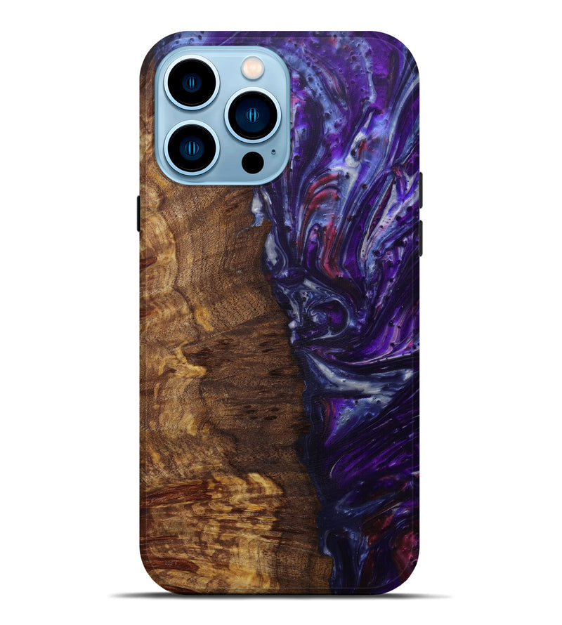 iPhone 14 Pro Max Wood+Resin Live Edge Phone Case - Kassandra (Purple, 585136)