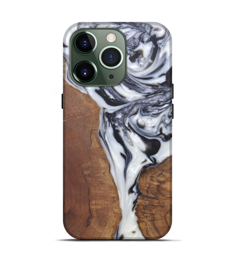 iPhone 13 Pro Wood+Resin Live Edge Phone Case - Donnajean (Black & White, 574884)