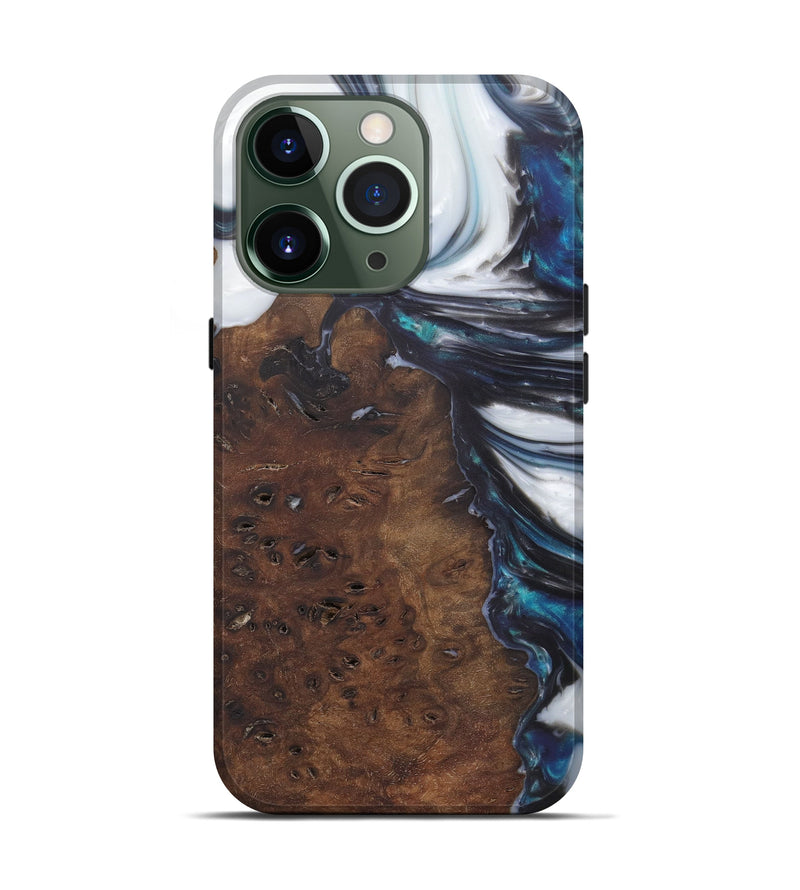 iPhone 13 Pro Wood+Resin Live Edge Phone Case - Caryn (Black & White, 579133)