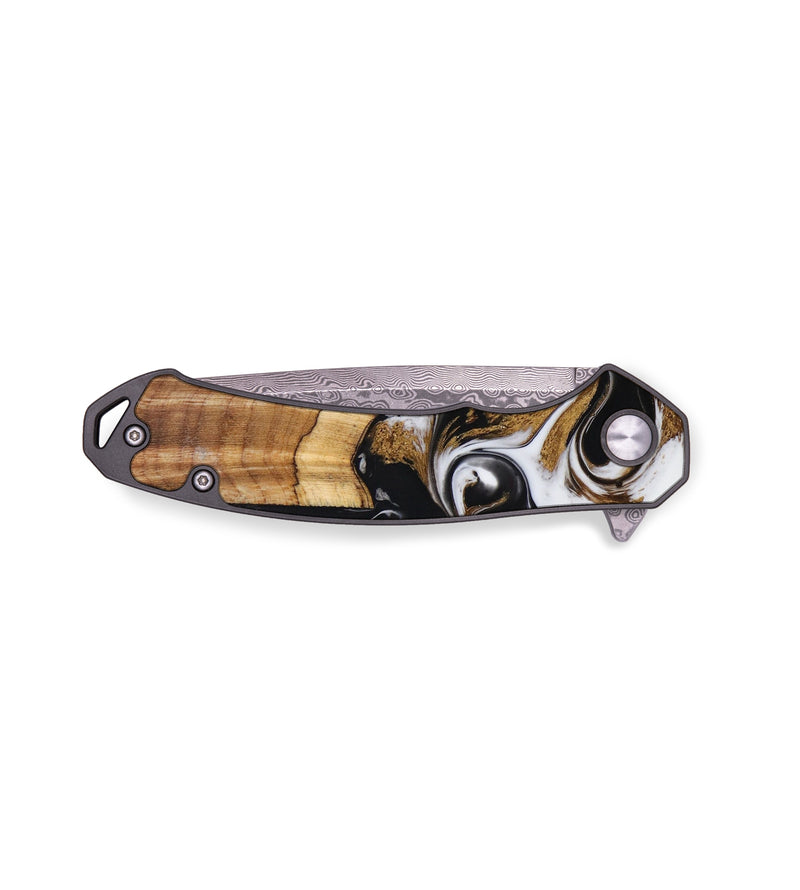 EDC Wood+Resin Pocket Knife - Delores (Black & White, 642790)