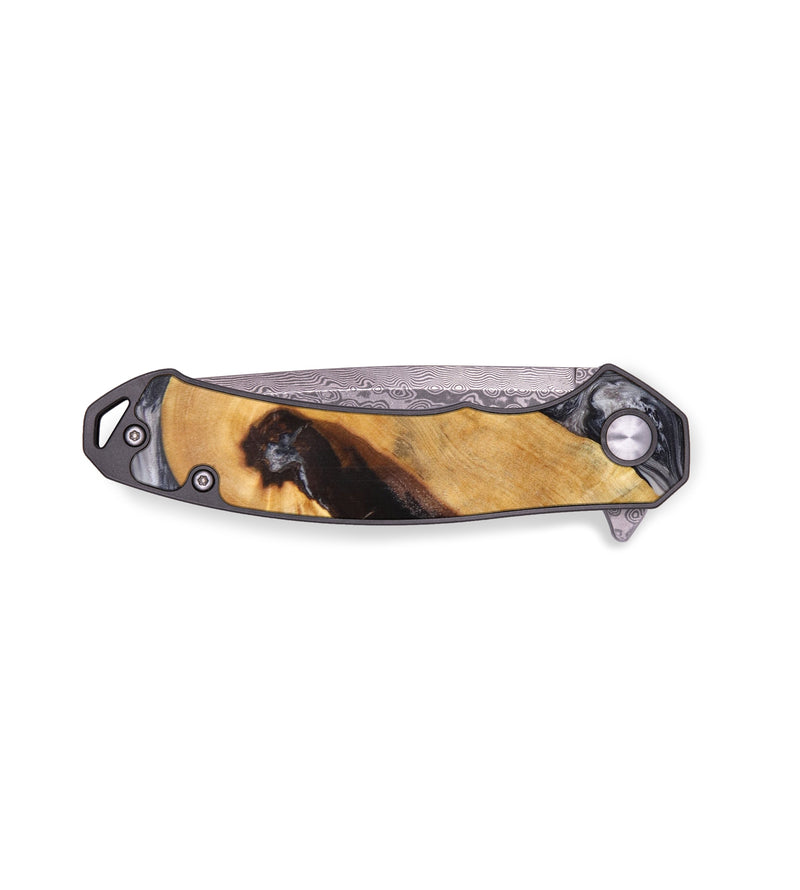 EDC Wood+Resin Pocket Knife - Devin (Black & White, 636927)