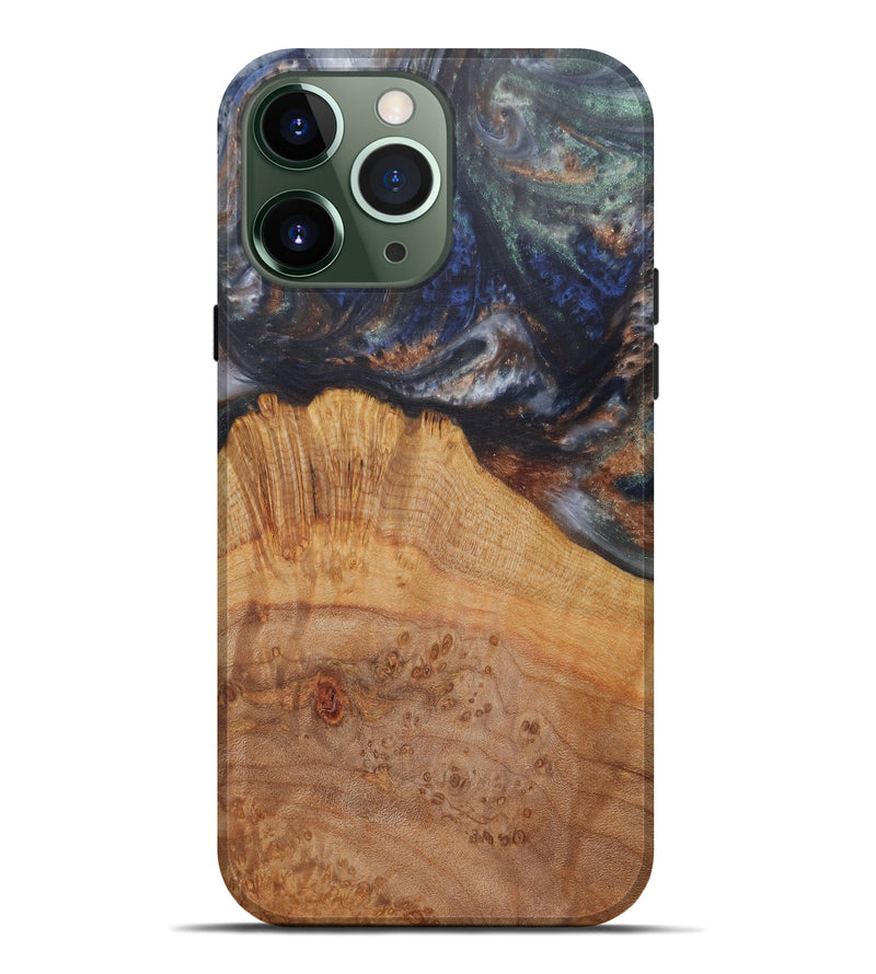 iPhone 13 Pro Max Wood+Resin Live Edge Phone Case - Kerstin (Dark Blue, 576746)