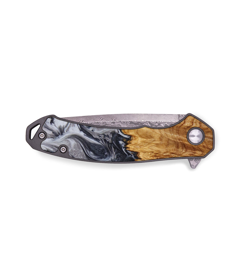 EDC Wood+Resin Pocket Knife - Aubrey (Black & White, 643085)