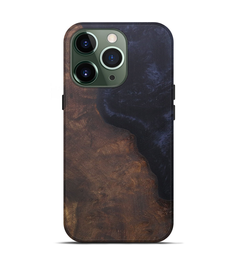 iPhone 13 Pro Wood+Resin Live Edge Phone Case - Roxana (Pure Black, 574892)