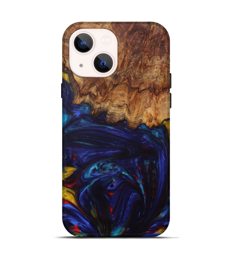 iPhone 13 Wood+Resin Live Edge Phone Case - Anabella (Dark Blue, 571543)