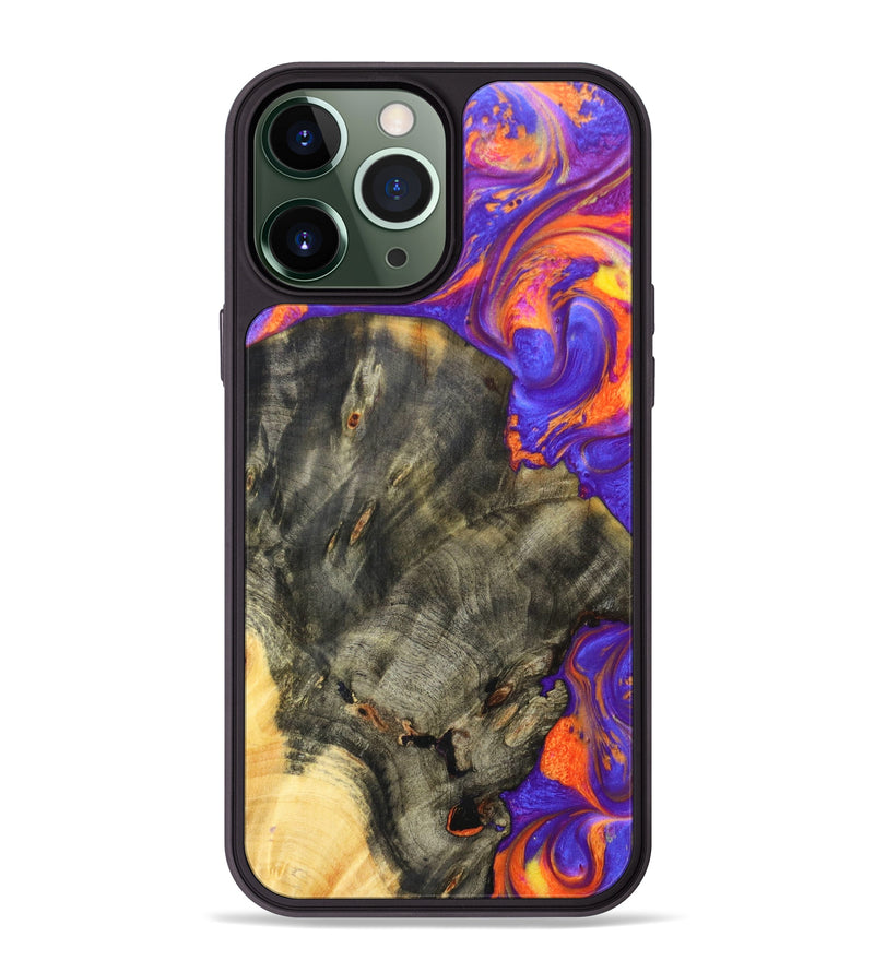 iPhone 13 Pro Max Wood+Resin Phone Case - Maci (Retro, 639599)