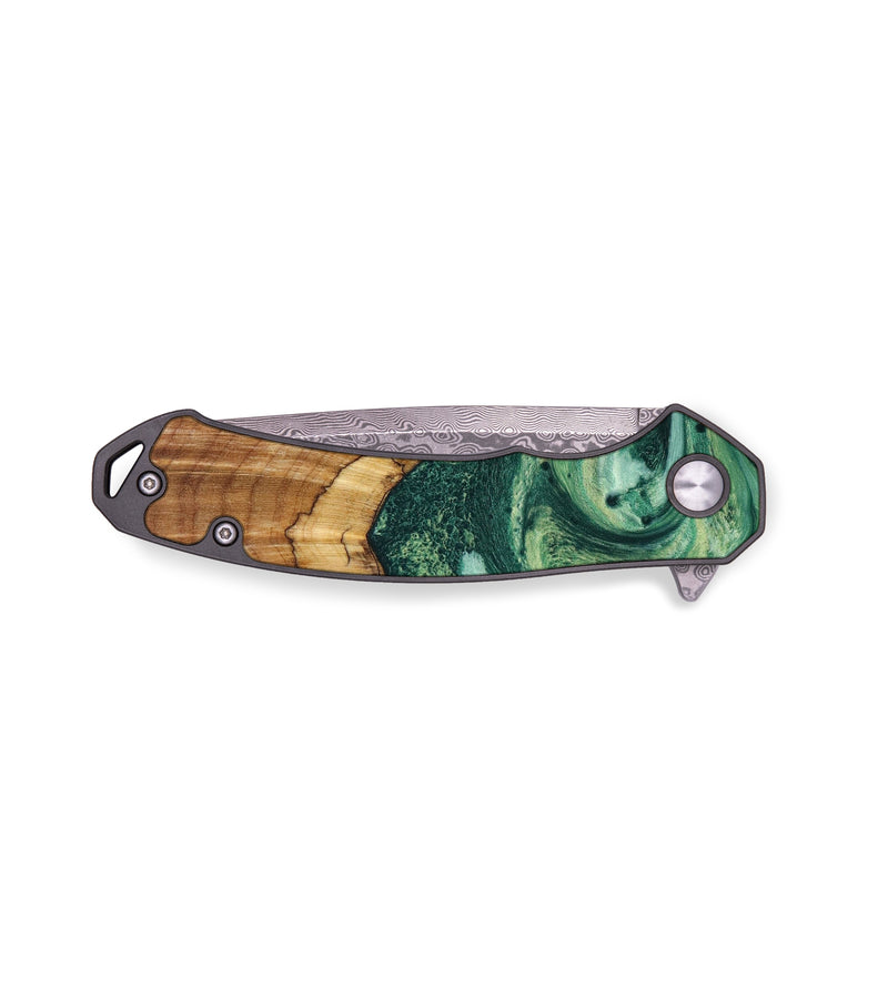 EDC Wood+Resin Pocket Knife - Natasha (Green, 641891)