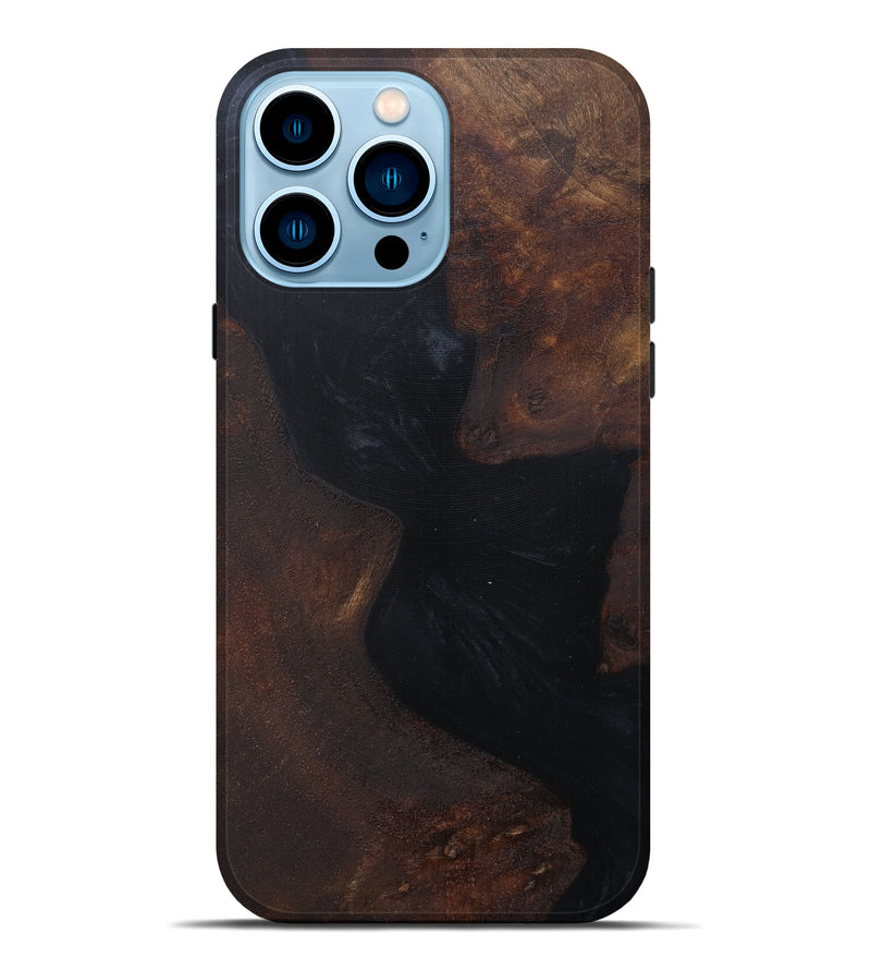 iPhone 14 Pro Max Wood+Resin Live Edge Phone Case - Tenney (Pure Black, 590037)