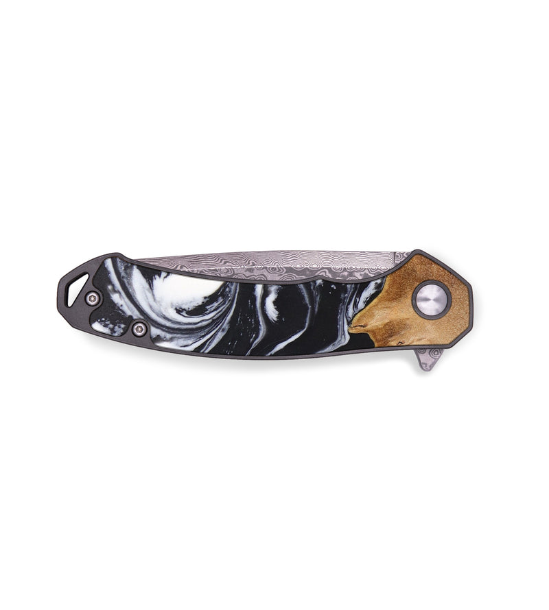 EDC Wood+Resin Pocket Knife - Elizabeth (Black & White, 636488)