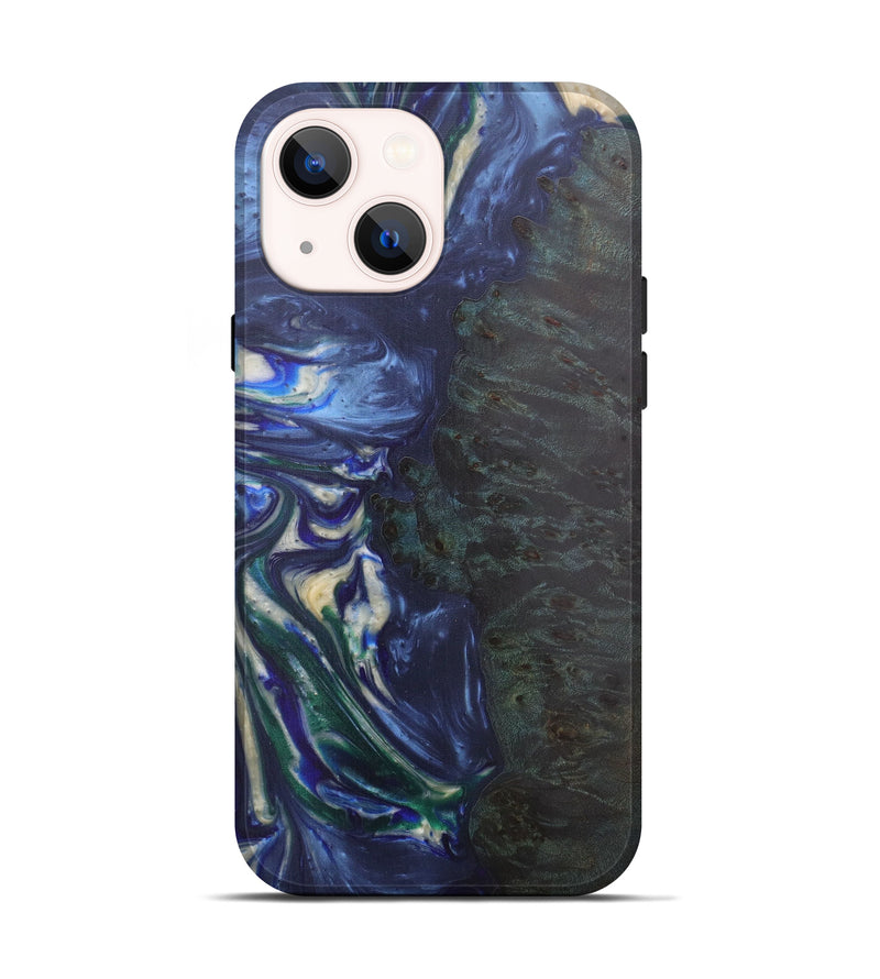 iPhone 13 Wood+Resin Live Edge Phone Case - Bruno (Dark Blue, 574868)