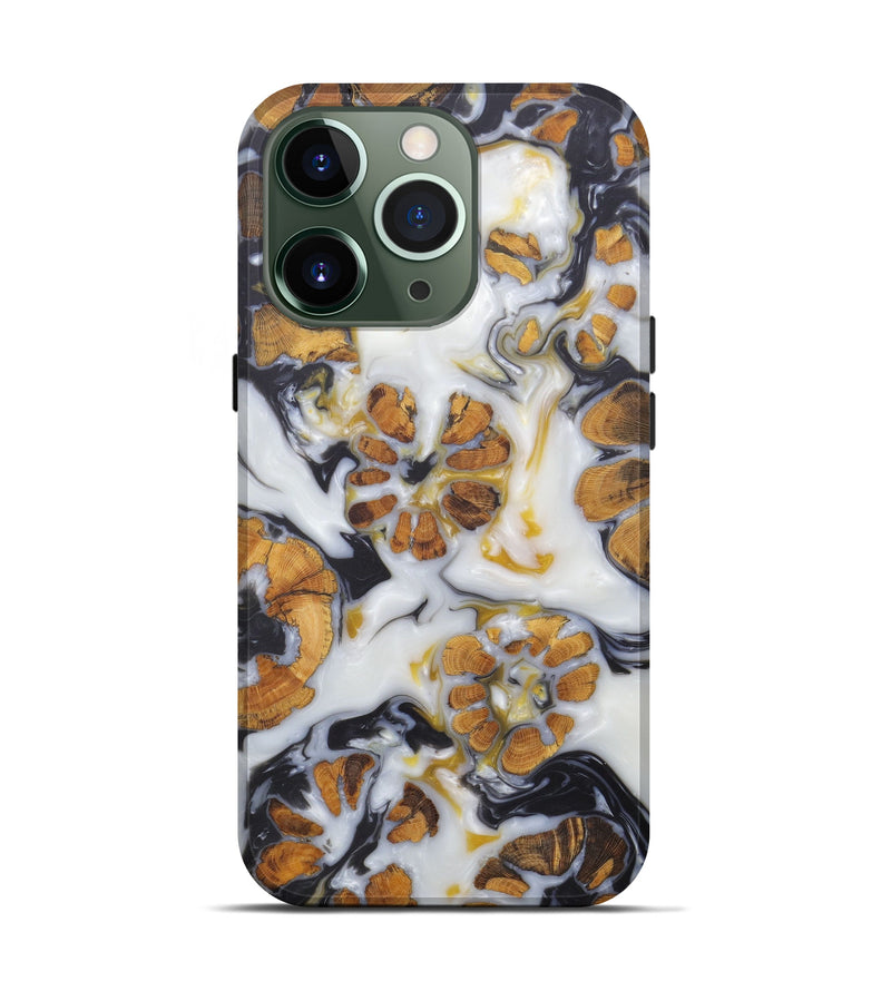 iPhone 13 Pro Wood+Resin Live Edge Phone Case - Vally (Black & White, 581715)