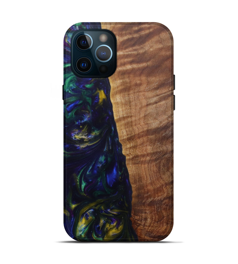 iPhone 12 Pro Wood+Resin Live Edge Phone Case - Kerianne (Dark Blue, 571541)