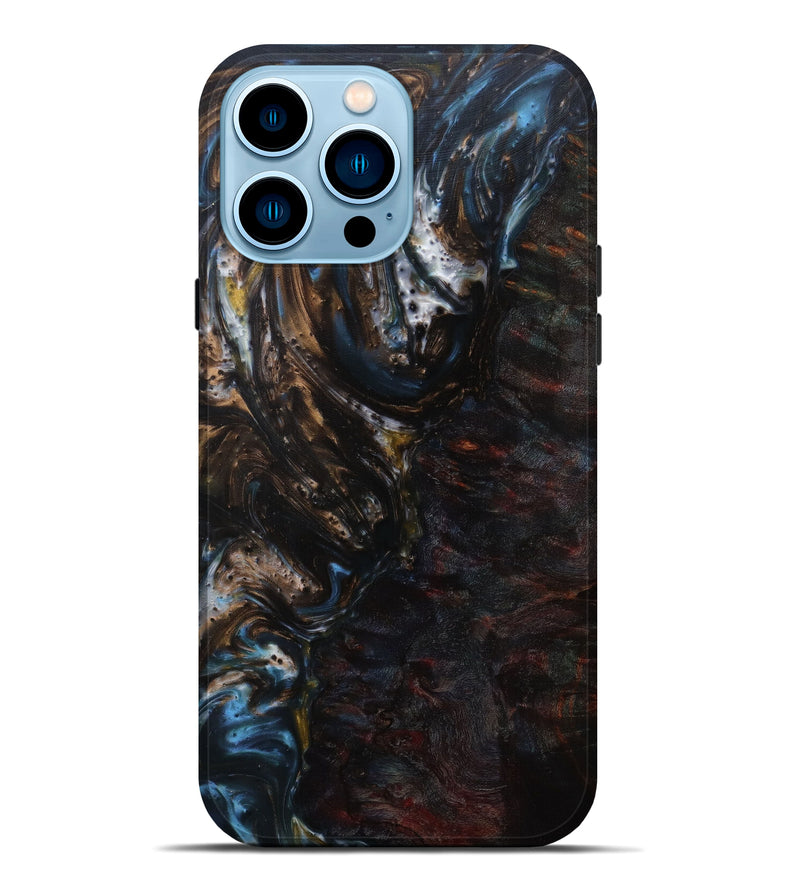iPhone 14 Pro Max Wood+Resin Live Edge Phone Case - Valma (Dark Blue, 589822)