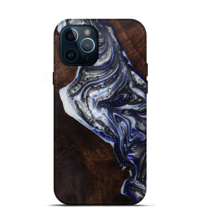 iPhone 12 Pro Wood+Resin Live Edge Phone Case - Tuhina (Black & White, 585213)