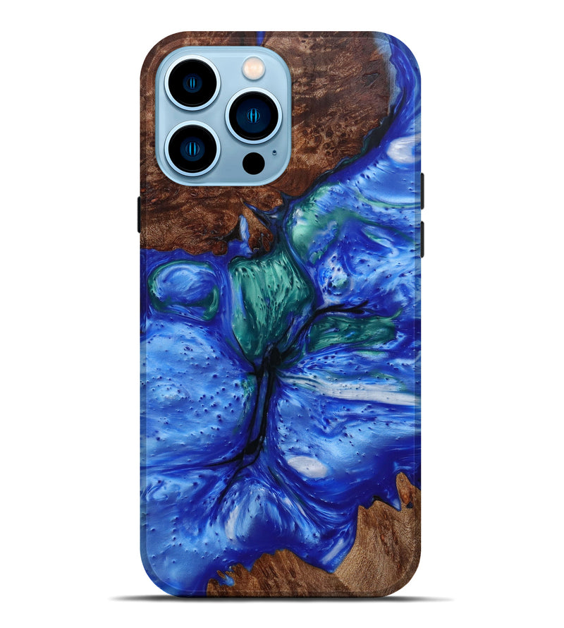 iPhone 14 Pro Max Wood+Resin Live Edge Phone Case - Davine (Light Blue, 586746)