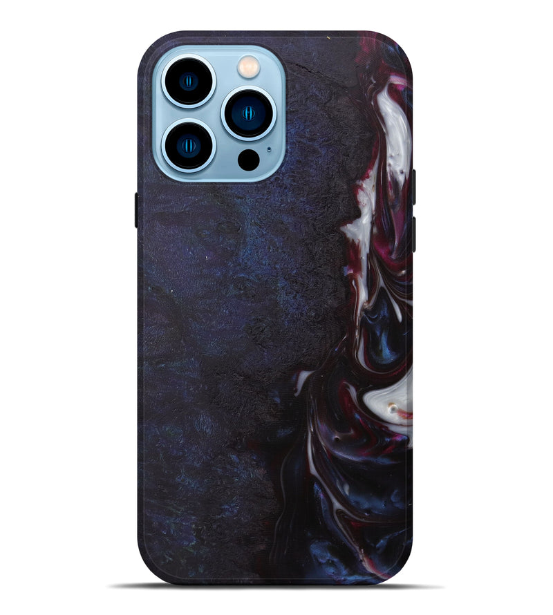 iPhone 14 Pro Max Wood+Resin Live Edge Phone Case - Petri (Dark Red, 590036)