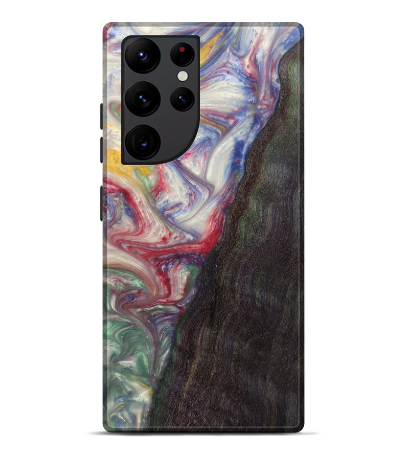 Galaxy S22 Ultra Wood+Resin Live Edge Phone Case - Lethia (Light Blue, 582858)