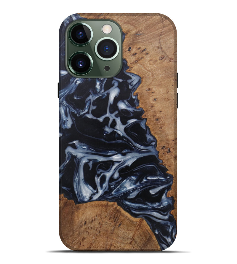 iPhone 13 Pro Max Wood+Resin Live Edge Phone Case - Renee (Black & White, 579142)