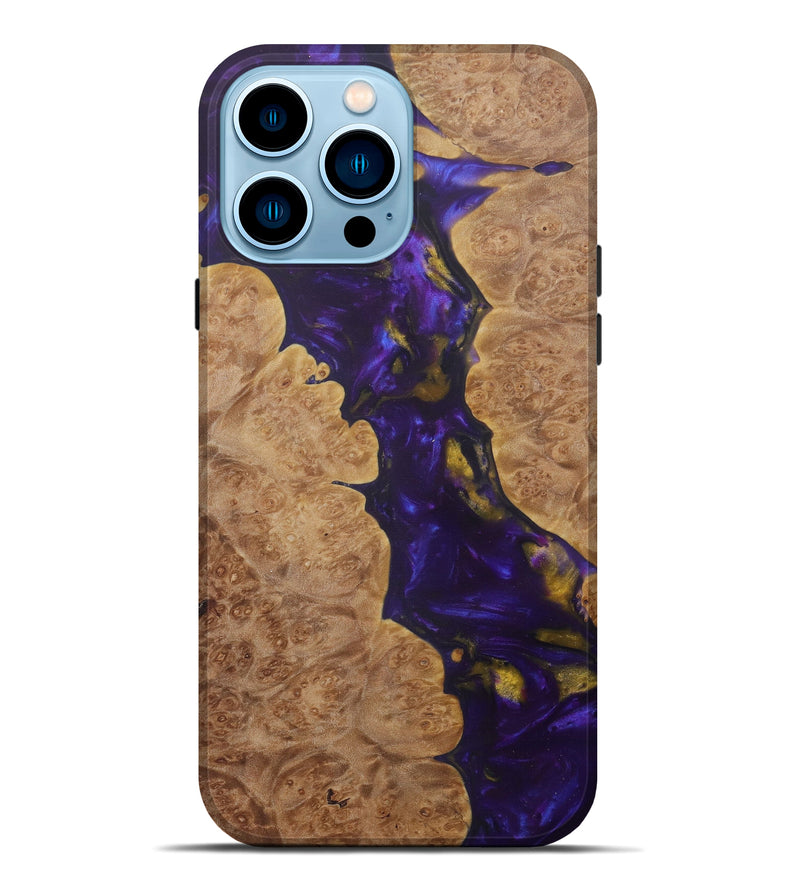 iPhone 14 Pro Max Wood+Resin Live Edge Phone Case - Joyann (Purple, 580677)