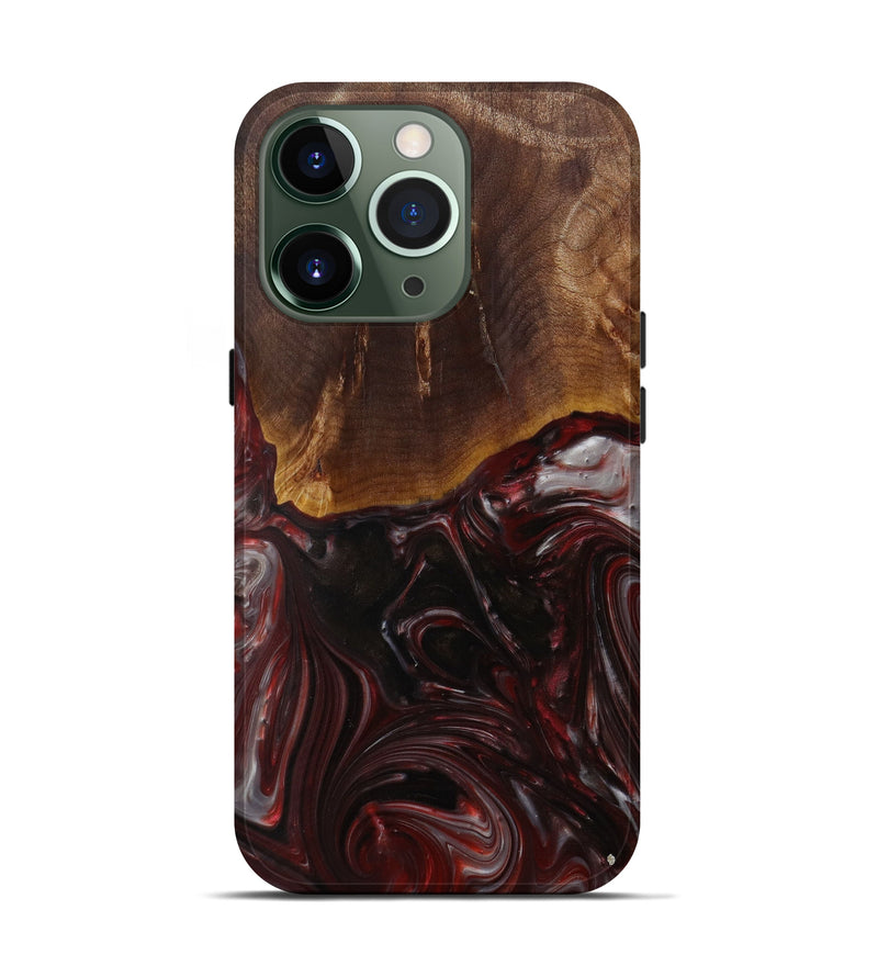 iPhone 13 Pro Wood+Resin Live Edge Phone Case - Kelila (Dark Red, 585165)
