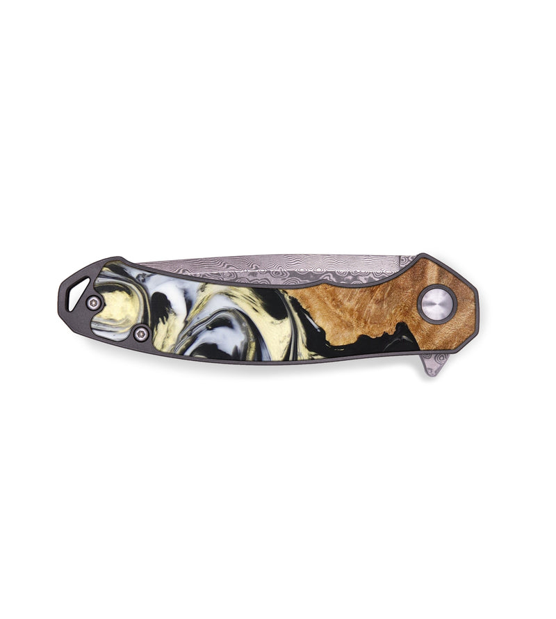 EDC Wood+Resin Pocket Knife - Edith (Black & White, 636499)